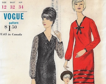 60s One Piece Kleid with Variations Vogue Schnittmuster 6629 Büste 32 FF
