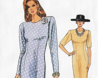 80s Womens Straight Dress with Single or Double Hem Flounce Vogue Sewing Pattern 9929 Size 12 14 16 Bust 34 36 38 FF