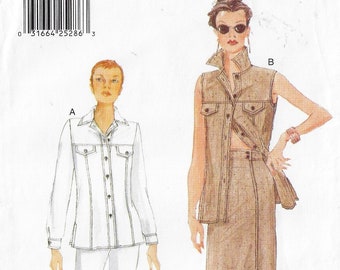 90s Womens Jean Style Top, Above Ankle Skirt & Capris Vogue Sewing Pattern 9636 Size 14 16 18 Bust 36 38 40 FF