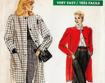80s Womens Unlined Coat, High Waisted Skirt & Pants Vogue Sewing Pattern 7420 Size 12 14 16 Bust 34 36 38 FF