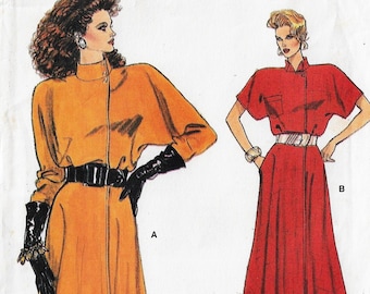 80s Womens Dolman Sleeve Dress with Asymmetrical Closing Vogue Sewing Pattern 9674 Size 14 16 18 Bust 36 38 40 FF