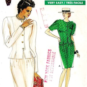 80s Womens Button Front Top & Skirt Vogue Sewing Pattern 7407 Size 12 14 16 Bust 34 36 38 FF