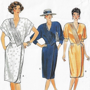80s Womens Wrap Dress with Front Band Detail Vogue Sewing Pattern 9491 Size 6 8 10 Bust 30 1/2 to 32 1/2 FF