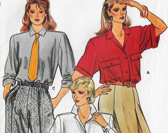 1980s Womens Set of Blouses with Sleeve & Pocket Variations Vogue Sewing Pattern 9138 Size 14 16 18 Bust 36 38 40 FF