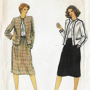 80s Womens Boxy Jacket, Skirt and Blouse Vogue Sewing Pattern 8057 Size 14 Bust 36 FF