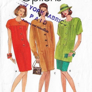 90s Womens Straight Dress or Tunic & Skirt Vogue Sewing Pattern 8248 Size 14 16 18 Bust 36 38 40 FF