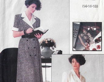 80s Womens Double Breasted Dress 2 Skirts Vogue Sewing Pattern 7464 Size 14 16 18 Bust 36 38 40 FF