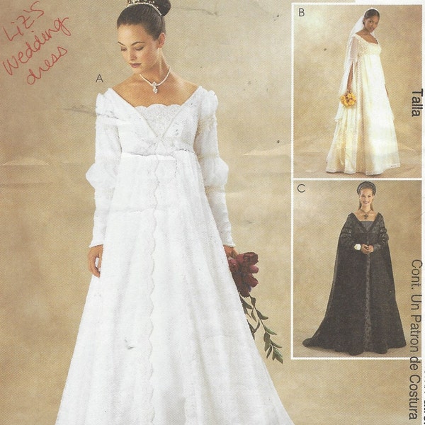 Alicyn kobiety Renaissance Wedding suknia Empire talia rękawów Wariacje McCalls szycia wzór 3053 rozmiar 12 14 16 biust 34 36 38 FF