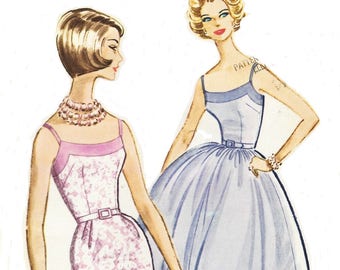 1960s Womens Bombshell Dress Wiggle or Rockabilly Skirt Camisole Bodice McCalls Sewing Pattern 5842 Size 16 Bust 36 Vintage Sewing Patterns