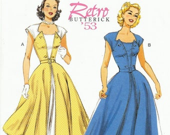 1950s Womens Front Wrap Dress and Belt Retro Summer Dress Butterick Sewing Pattern B6211 Size 6 8 10 12 14 Bust 30 1/2 to 36 FF