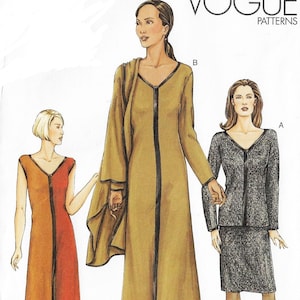 Womens A-Line Dress or Top & Skirt with Shawl Vogue Sewing Pattern 7614 Size 8 10 12 Bust 31 1/2 to 34 FF