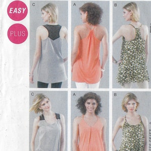 Plus Size Womens Racer Back Tunics in 3 Styles OOP McCalls Sewing Pattern M6359 Size 18 20 22 24 Bust 40 42 44 46 FF