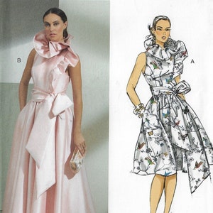 Patrón de costura Vogue para vestido y fajín para ocasiones especiales de Badgley Mischka V1861 R11320 Talla 16 18 20 22 24 Busto 38 40 42 44 46 FF