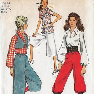 70s Boho Gaucho Pants, Wing Collar Shirt & Bolero Simplicity Sewing ...