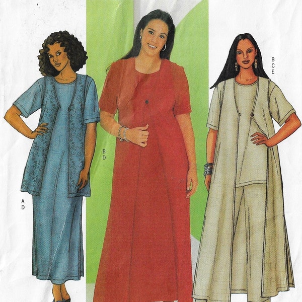 Full Figure Boho Ankle Length Vest or Dress, Top & Pants Butterick Sewing Pattern 6952 Size 22 24 26 Bust 44 46 48 FF