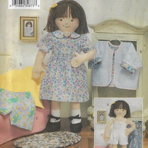 18 Inch Soft Maggie Fabric Doll and Clothes Butterick Sewing Pattern 3490 FF