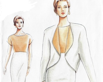Patrón de costura Vogue 9196 para chaqueta bolero y vestido de cintura imperio de los años 90, talla 12, 14 y 16 FF