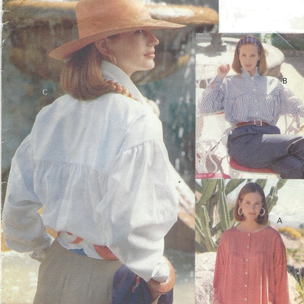 90s Womens Artists Shirt Classic White Shirt Vogue Sewing Pattern 8118 Size 14 16 18 Bust 36 38 40 FF