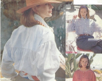 90s Womens Artists Shirt Classic White Shirt Vogue Sewing Pattern 8118 Size 14 16 18 Bust 36 38 40 FF