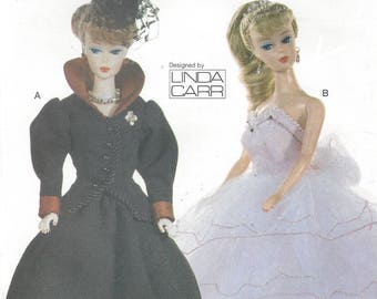 90s Linda Carr 11 1/2" Fashion Doll Clothes 1940-1950 Includes Dress and Lingerie Merry Widow Vogue Sewing Pattern 7190 FF