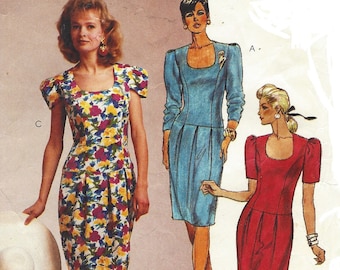 Jaren 80 prinsessenjurk verlaagde taille McCalls naaipatroon 4335 maat 14 FF