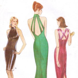 90s Womens Bias Cut Sexy Old Hollywood Evening Dress Vogue Sewing Pattern 9400 Size 12 14 16 Bust 34 36 38 FF