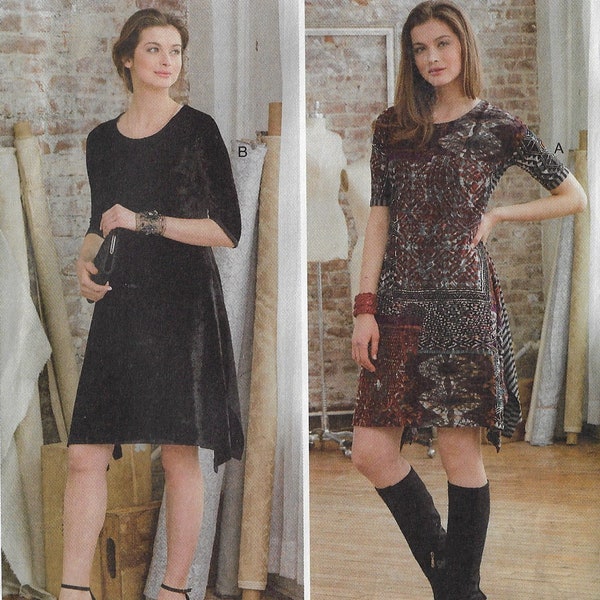 Marcy Tilton Womens Pullover Dress with Un-Even Hemline Vogue Sewing Pattern V9329 Size 16 18 20 22 24 26 Bust 38 40 42 44 46 48 FF