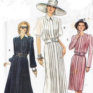 90s Womens Garden Party Dress with Front Pleat Variations Vogue Sewing Pattern 8880 Size 12 14 16 Bust 34 36 38