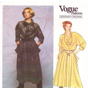 80s Issey Miyake Womens Pullover Dress Vogue Sewing Pattern 1256 Size 8 Bust 31 1/2 FF Designer Original