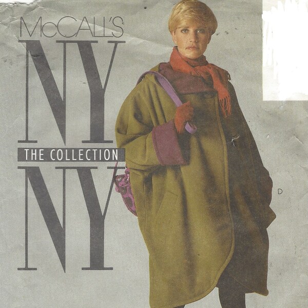 Capa de chuva ou casaco feminino NY NY com ou sem capuz, cinto de gravata e lenço McCalls costura padrão 5610 tamanho 14 16 busto 36 38 FF