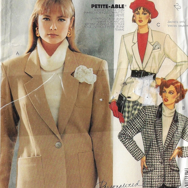 80s Plus Size Womens Classic Jacket with Variations McCalls Sewing Pattern 2660 Size 22 Bust 44 FF DIY Palmer & PLetsch