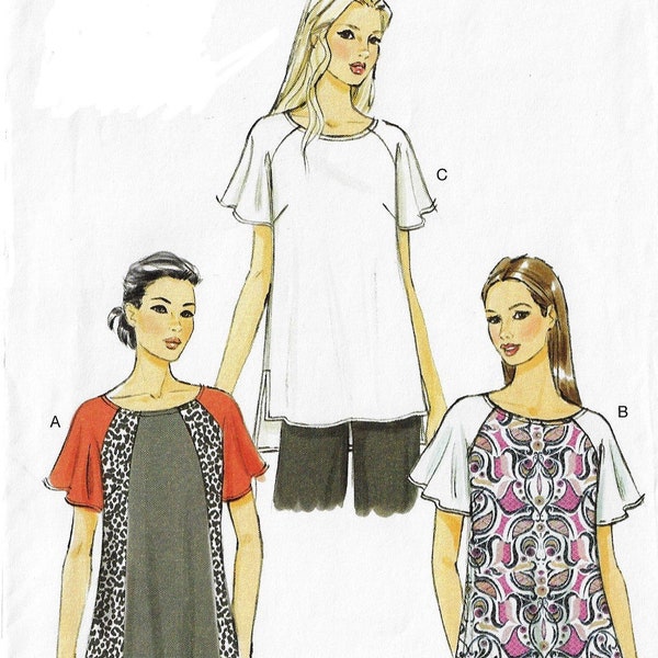 OOP Vogue Sewing Pattern V9002 Womens Pullover Tops or Tunics Raglan Sleeves Longer Back Size 16 18 20 22 24 Bust 38 40 42 44 46 FF