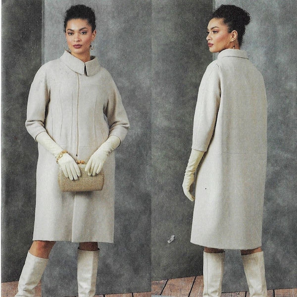 Guy Laroche Womens Loose-Fitting Coat Zipper Closing Vogue Sewing Pattern V1911 Size 16 18 20 22 24 26 Bust 38 to 48 FF