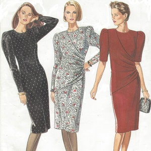 90s New Look Sewing Pattern 6195 Womens Fitted Dress With Wrap Overlay ...