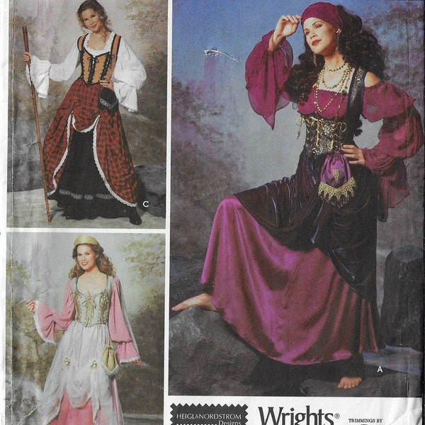 OOP Simplicity Sewing Pattern 9966 Womens Costume Pirate Wench, Peasant or Princess, Ren Faire Costume Size 14 16 18 20 Bust 36 38 40 42 FF