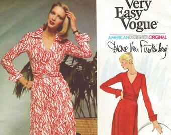 70s Diane Von Furstenberg Wrap Dress Vogue Sewing Pattern 1549 Size 6