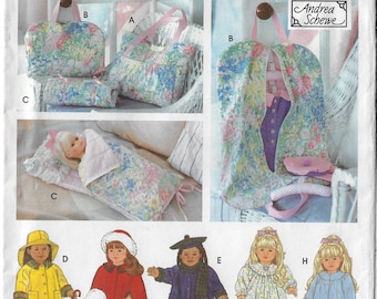 90s Andrea Schewe 18 Inch Doll Clothes, Doll Tote, Doll Garment Bag and Sleeping Bag Simplicity Sewing Pattern 9833 FF