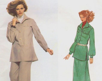 70s Pierre Balmain Womens Top or Tunic, Skirt and Pants Vogue Sewing Pattern 1807 Size 10 Bust 32 1/2 FF