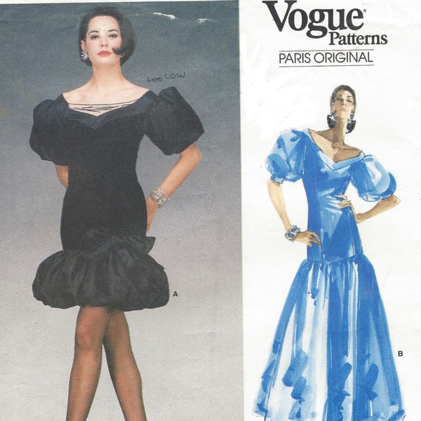 1980s Givenchy Womens Cocktail Dress or Evening Gown Vogue Sewing Pattern 1993 Size 10 Bust 32 1/2 FF