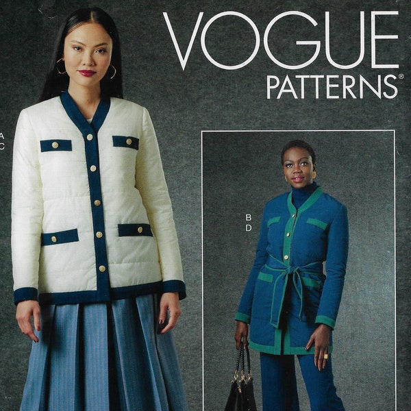 Womens Preppy Jacket, Belt, Skirt and Pants OOP Vogue Sewing Pattern V1757 Size 8 10 12 14 16 Bust 31 1/2 to 38 FF