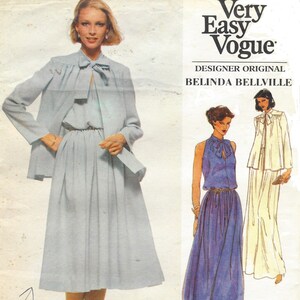 1970s Belinda Bellville Womens Sleeveless Dress & Jacket Vogue Sewing Pattern 1929 Size 12 Bust 34 FF