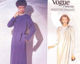 1980s Jerry Silverman Womens Evening Gown with Drape Vogue Sewing Pattern 1117 Size 12 Bust 34 FF