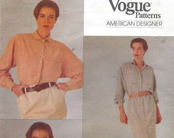 90s Calvin Klein Womens Shirt and Classic Shirtdress Vogue Sewing Pattern 2471 Size 18 20 22 Bust 40 42 44 FF