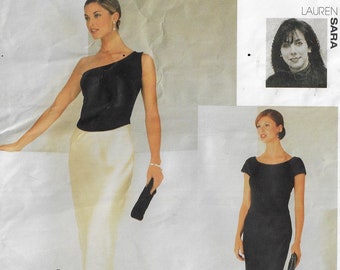 Y2K Lauren Sara Womens Evening Gown in 2 Styles Vogue Sewing Pattern 2071 Size 12 14 16 Bust 34 36 38