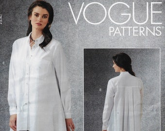 Womens Big Shirt and Belt with Collar & Sleeve Variations Vogue Sewing Pattern V1744 Size 16 18 20 22 Bust 38 40 42 44 FF