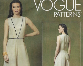Paco Peralta Womens Jumpsuit Sleeveless with Wide Pant Leg Vogue Sewing Pattern V1647 Size 14 16 18 20 22 Bust 36 38 40 42 44 FF