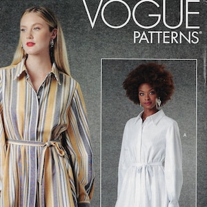 Womens Big Shirt with Belt & Lantern Sleeves OOP Vogue Sewing Pattern V1786 Size 4 6 8 10 12 14 16 18 20 22 Bust 29 1/2 to 44 FF