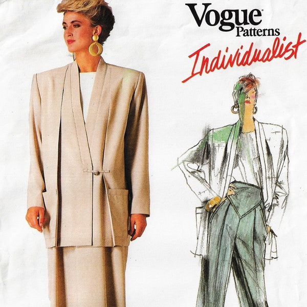 80s Issey Miyake Womens Below Hip Jacket, Skirt & Harem Pants Vogue Sewing Pattern 1854 Size 12 Bust 34 FF