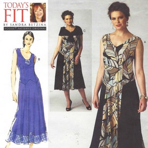 Sandra Betzina Womens Dropped Waist Dress & Capelet Vogue Sewing Pattern V1391 Size 10 to 28 Bust 32 1/2 to 55 FF