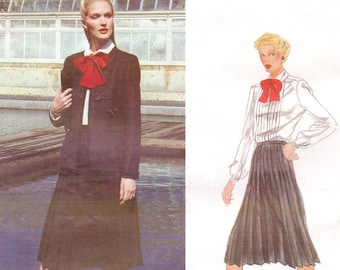 80s Joseph Picone Jacket, Skirt, Bow Blouse Vogue Sewing Pattern 2551 Size 14 FF